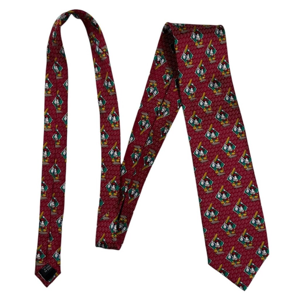 Mickey Unlimited Handmade All Silk Baseball Necktie Tie Multicolor 3.38" x 58"